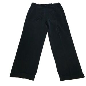 Barry Bricken Mens Black Corduroy Pleated Relaxed Fit Dress Pants Size 34x30